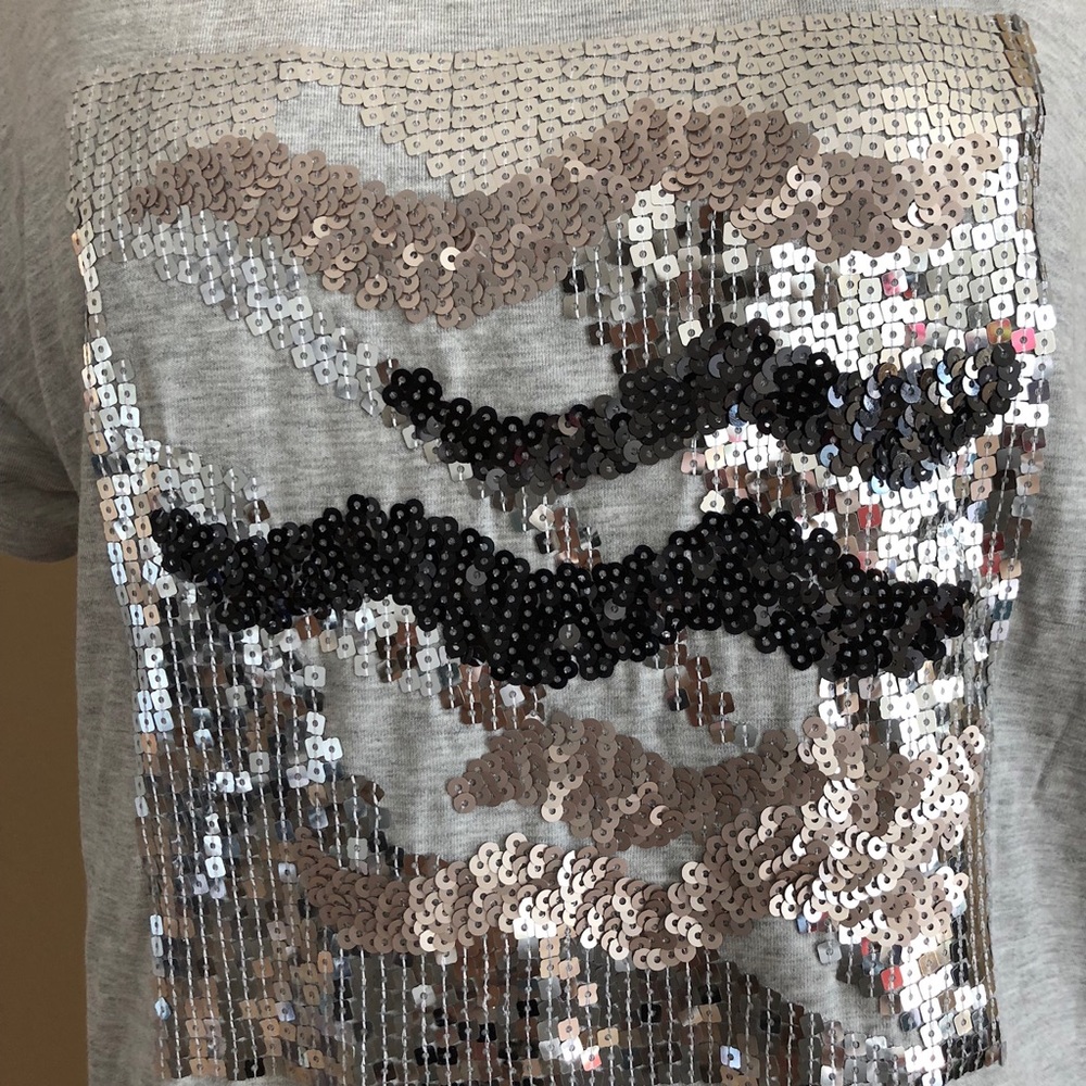 Zara Sequin Grey T-Shirt NWOT - Picture 2 of 4